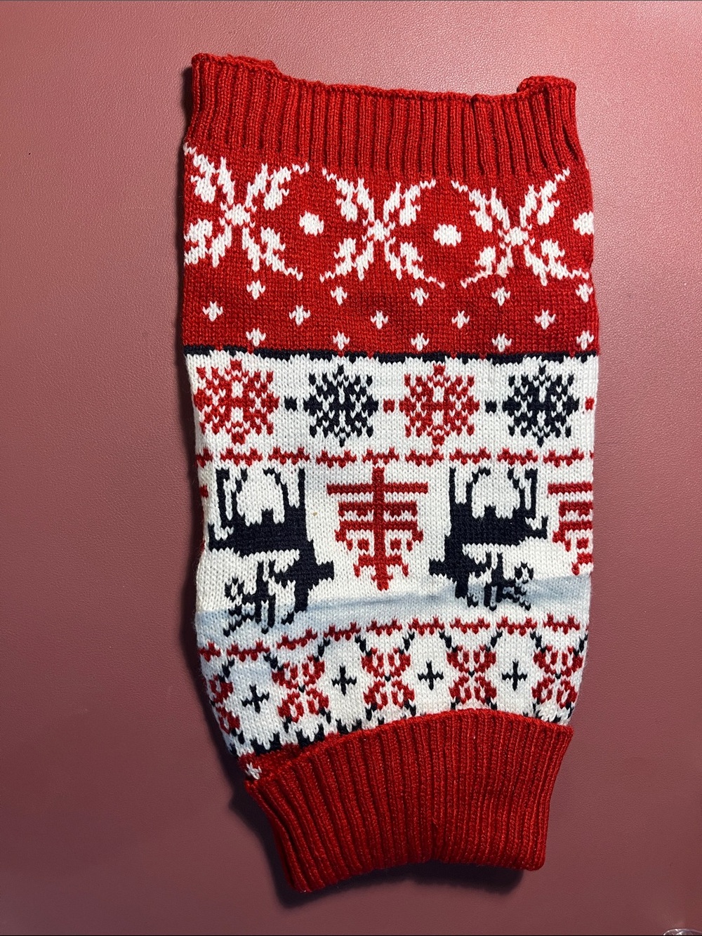 Festive Red Nordic Reindeer Dog Sweater - NWOT